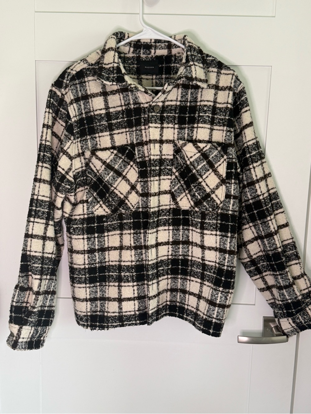 PacSun Black & White Plaid Teddy Shacket